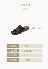 Women Mules Leather Block Heel Sandals