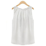 Women Chiffon Sleeveless Round Neck Blouse