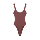 Women Ribbed Snap Button Bodysuit