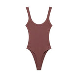 Women Ribbed Strappy Snap Bodysuit