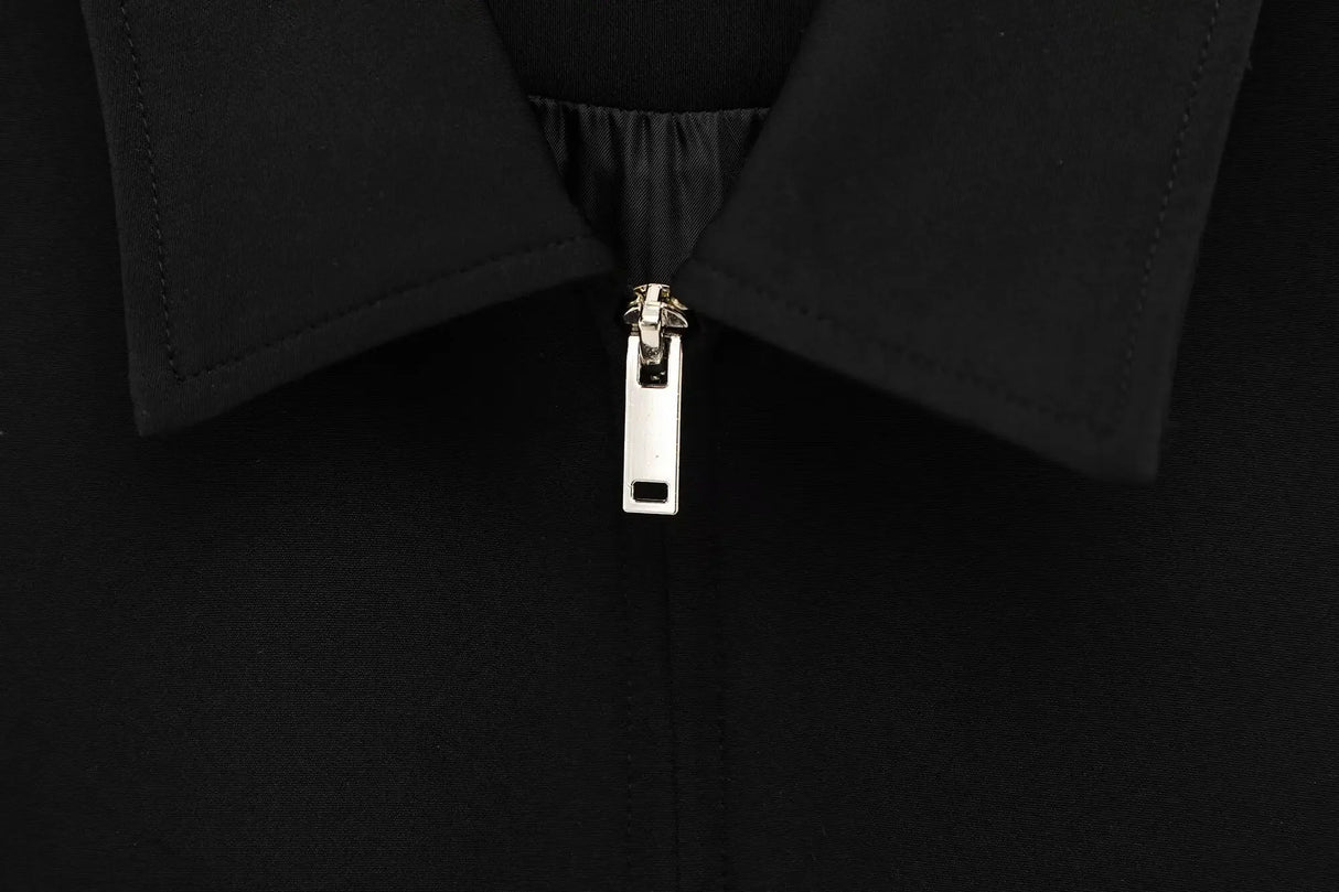 Lapel Zip Wide Leg Pant Set