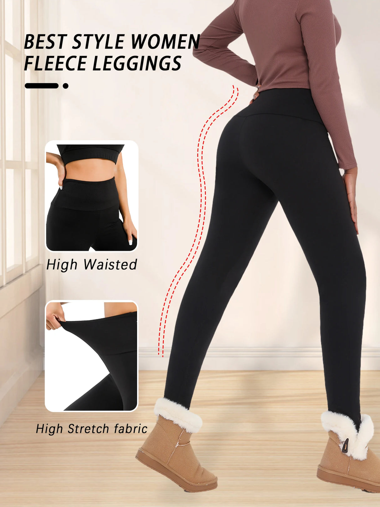 3-Pack Thermal Fleece Women's Leggings – High Waisted Winter Yoga Pants