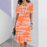 Striped Printed Elegant Casual Short Sleeve Dresses