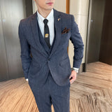 Men Plaid 3-Piece Business Suit