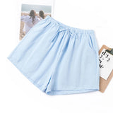 Women Cotton Linen High Waist Shorts
