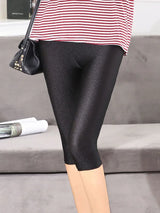 Women Shiny Neon Spandex Capri Leggings