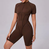 Women Sports Zipper Short Jumpsuit