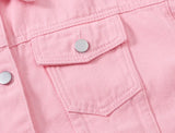 Women’s Pure Color Lapel Denim Jacket