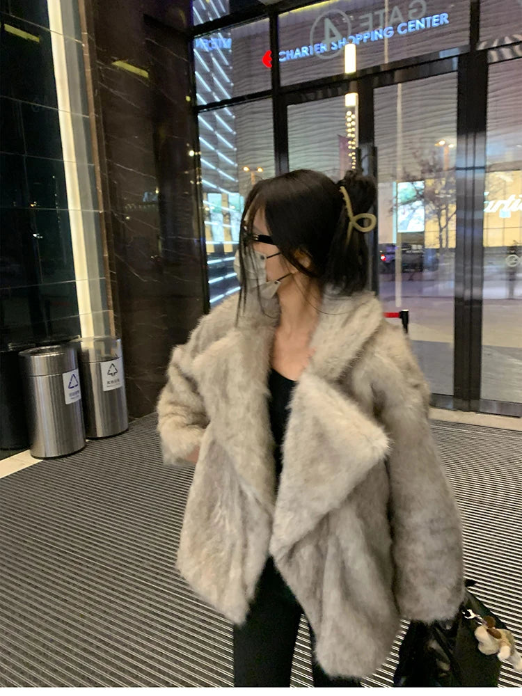 Oversized Faux Fox Fur Winter Coat