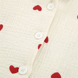 Women Cotton Pajama Set with Hearts