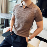 Men Polo Collar Slim Fit Knit Sweater