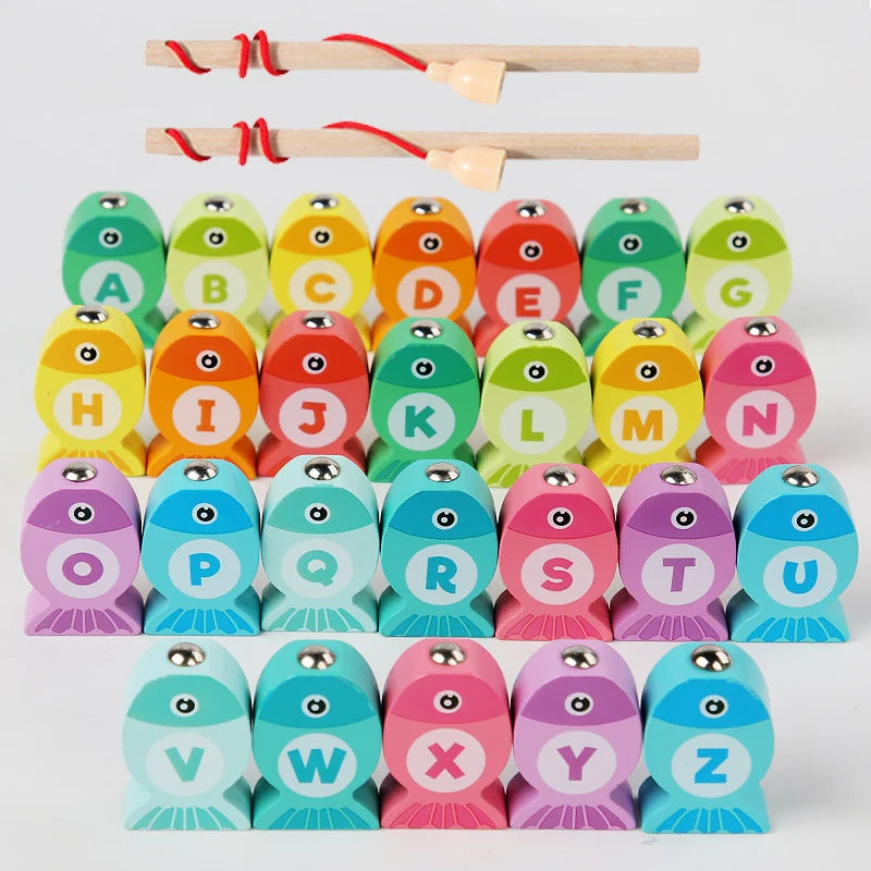 Wooden Alphabet Fishing Game Toy