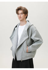 Slant Zipper Hooded Cardigan Jacket