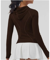 Women Slim Fit Hooded Fitness Jacket