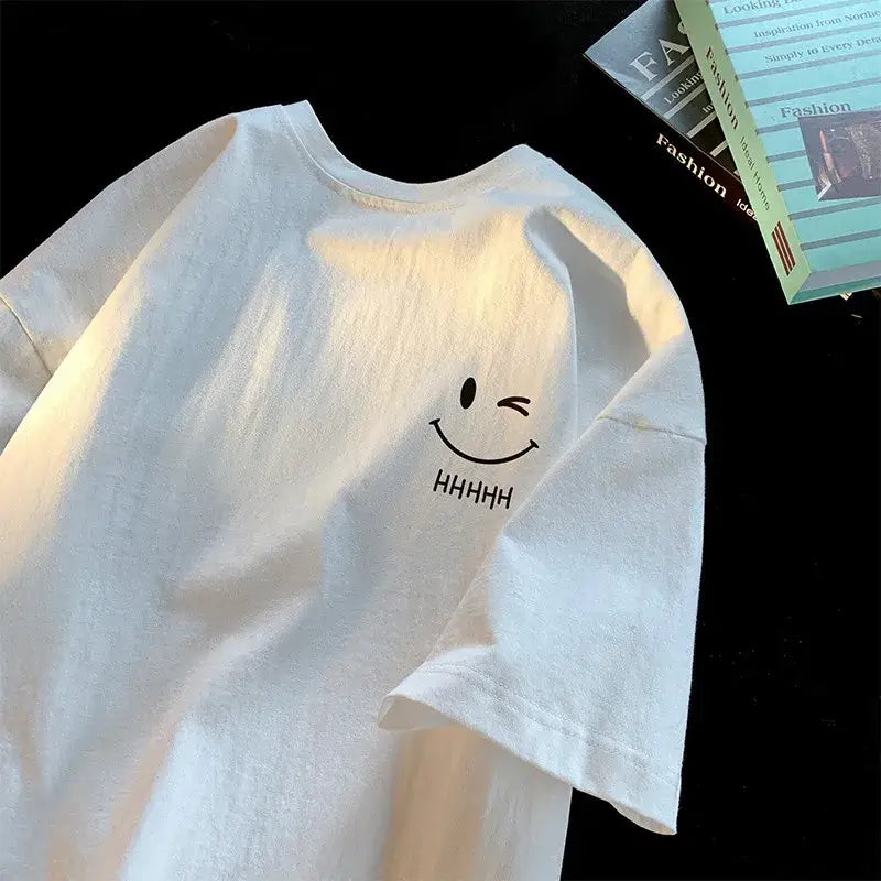 Women Smiley Face Oversized T-Shirt Casual Loose Top