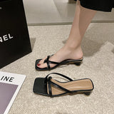 Women Summer Half-Toe Flip-Flops – Casual Mid-Heel Chunky Sandals