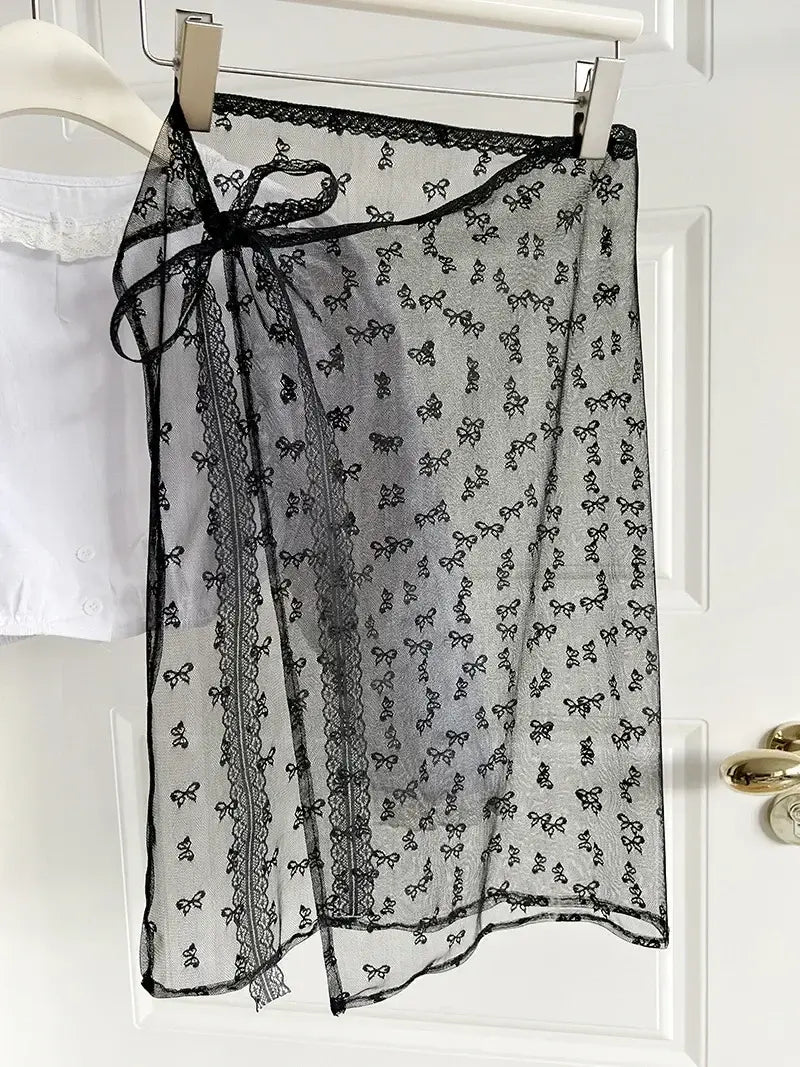 Women Vintage Lace Tulle Bandage Skirt