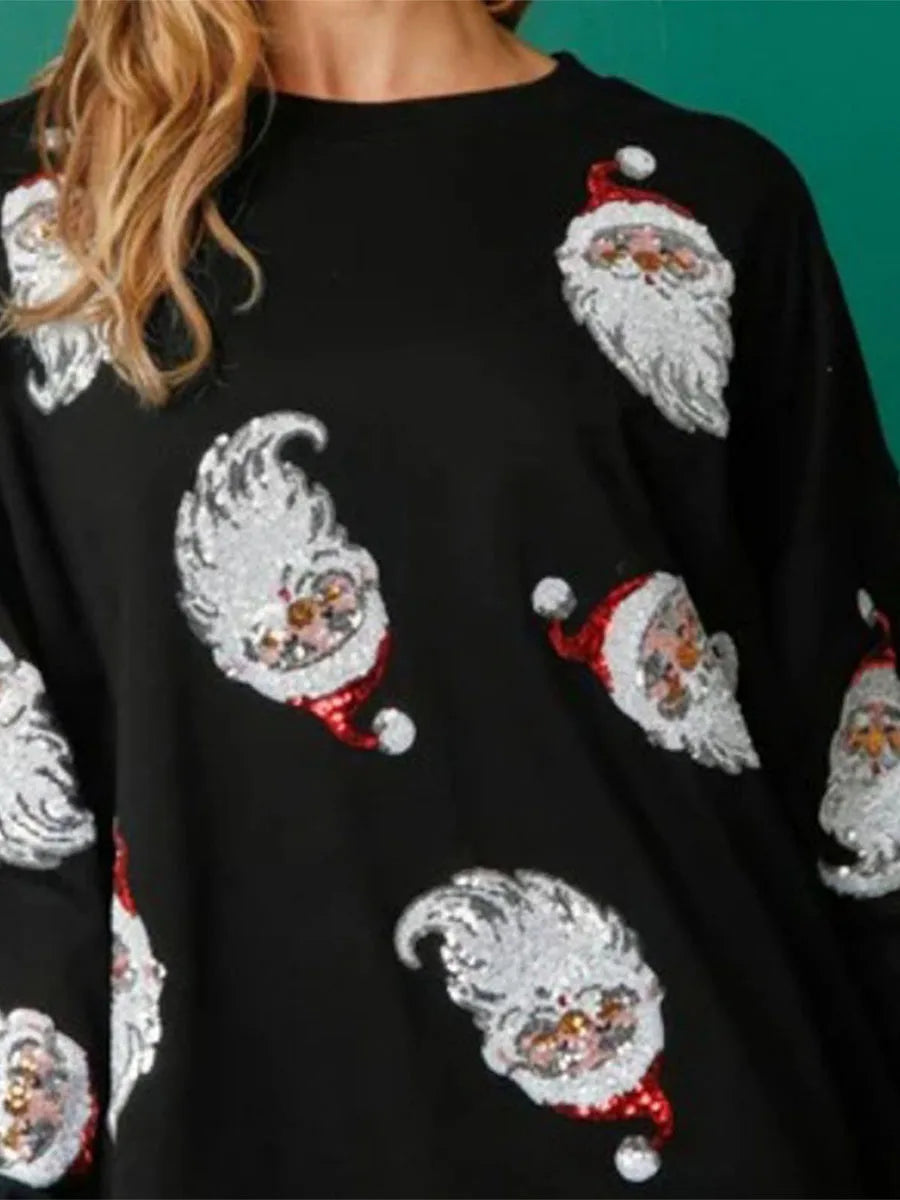 Women's Santa Claus Sequin Sweatshirt