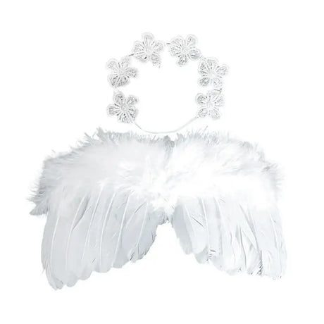 Baby angel wing costume with flower headband for newborn photography props, ideal for 0-12 months, unisex design.