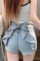BowPop™ – Summer Hot Girl Denim Shorts (Hip Wrap, High Waist Fit)