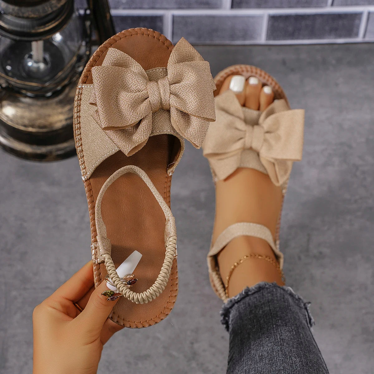 Women Bow Tie Sandals Casual Summer Slides