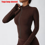 Women's Zip Long Sleeve Yoga Jacket – Slim Fit Gym Training Top