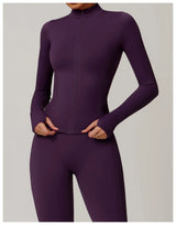 Seamless Women's Long Sleeve Yoga Jacket – Windproof Running Sports Top