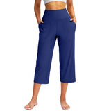 Women High Waist Capri Pants with Pockets