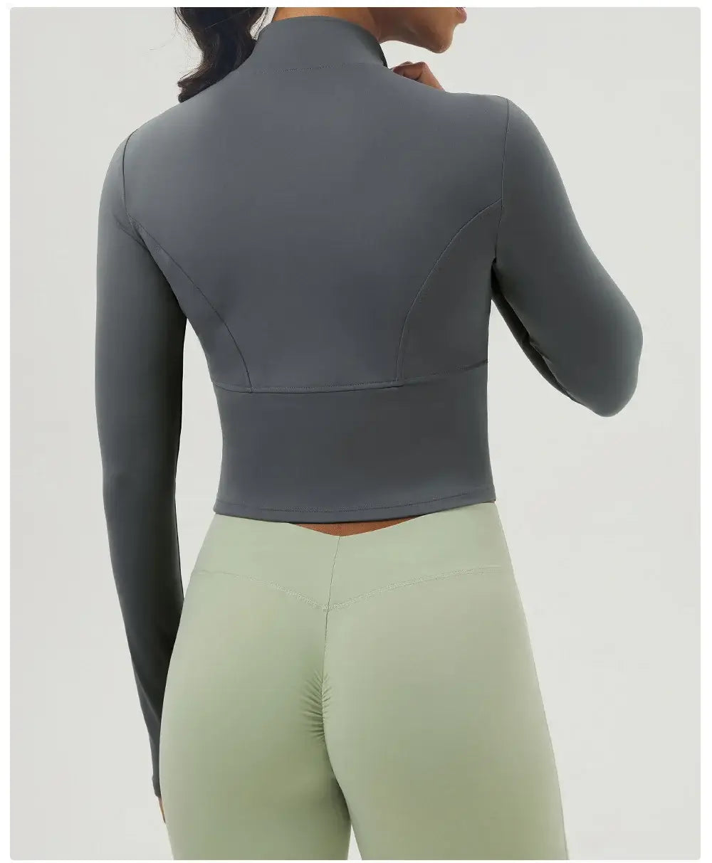 Women Slim Fit Zipper Yoga Top Jacket