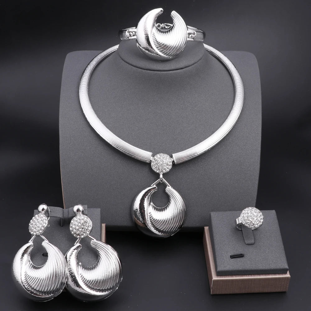 Dubai Silver Plated Luxury Jewelry Set