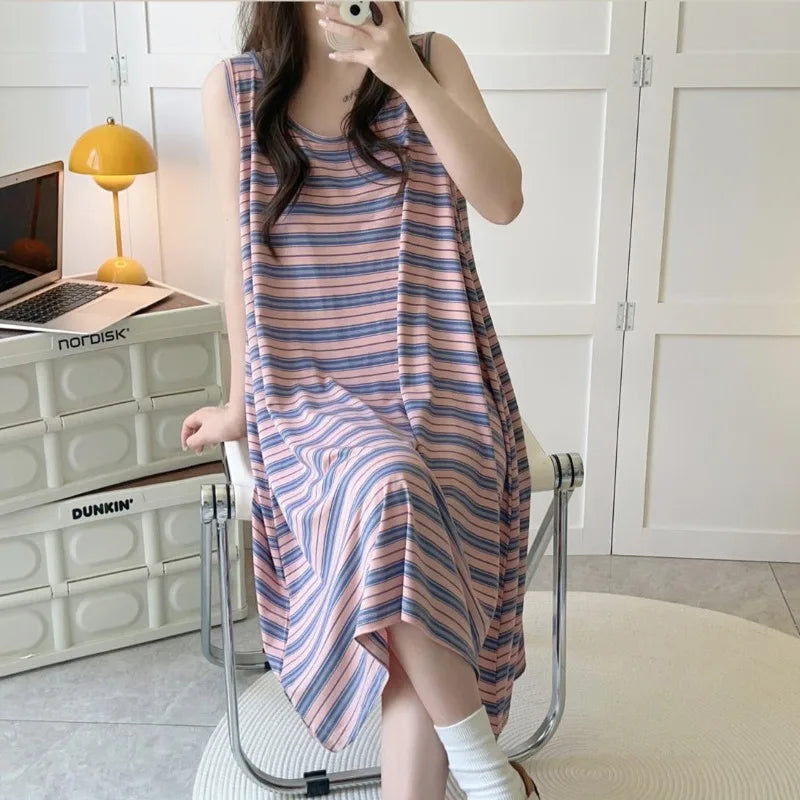 Women Striped Vest Plus Size Nightwear