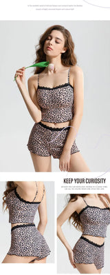 Women Lace Leopard Halter Top