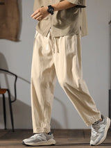 Men Linen Wide Leg Sweatpants