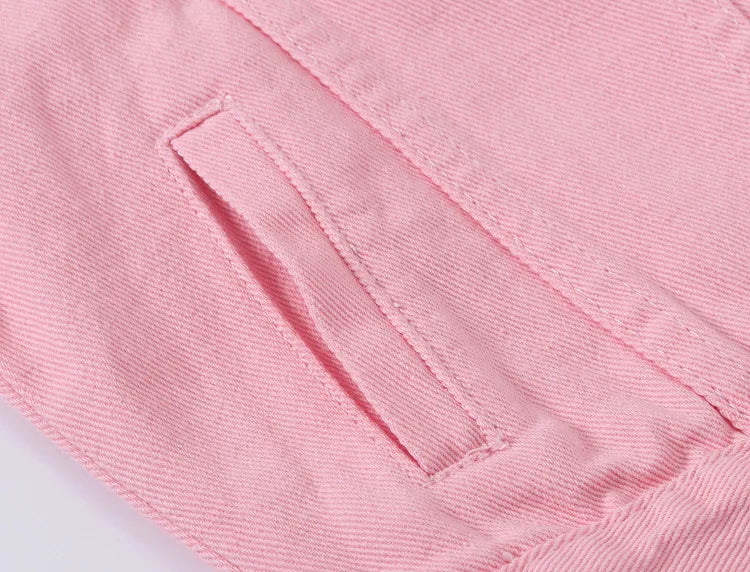 Women’s Pure Color Lapel Denim Jacket