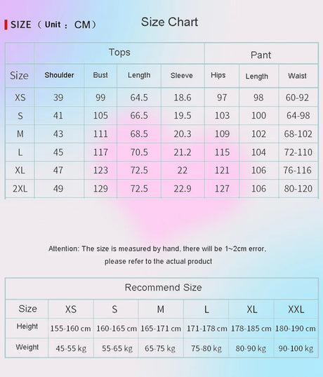 Size chart for women's summer breathable coveralls, showing dimensions for XS to XXL in cm.