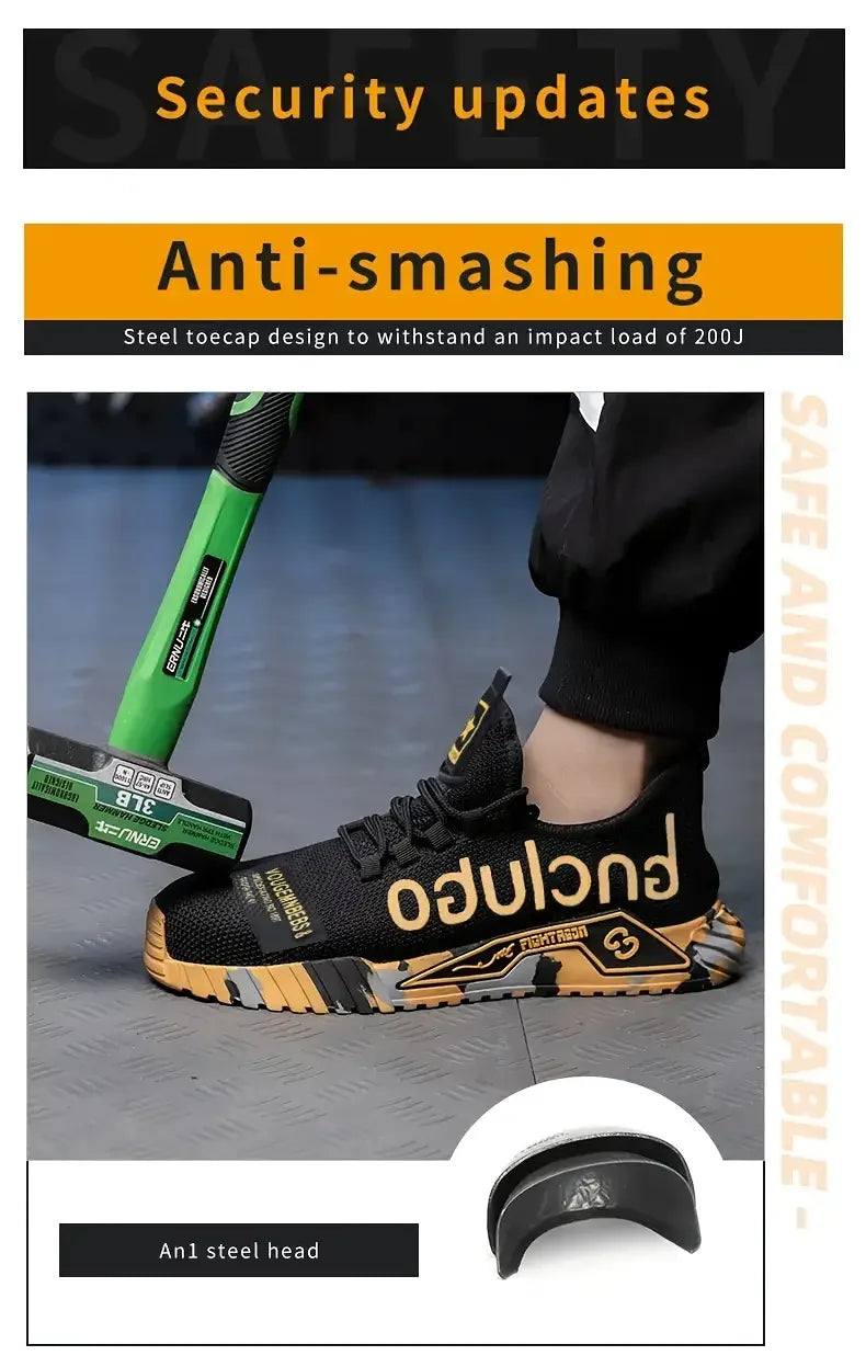 Men Anti-Puncture Reinforced Sole Safety Shoes