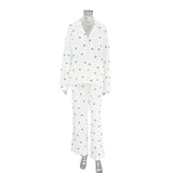 Women Cotton Pajama Set with Hearts