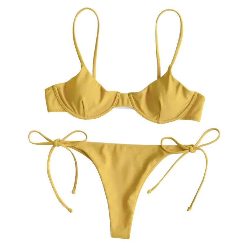 Split V-Neck Bikini Set
