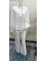 Plus Size Hollow Out Pants Set