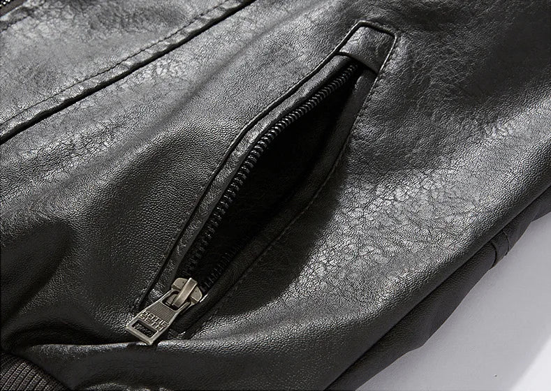 Men's Plus Size PU Motorcycle Suit – Fleece Jacket