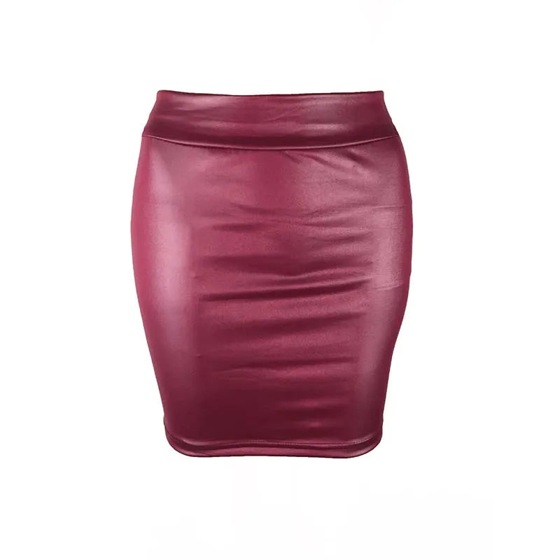Women Faux Leather Mini Skirt