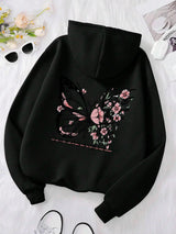 Rose Butterfly Graphic Hoodie
