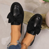 Women’s Bow Decor Leather Pointed Toe Loafers