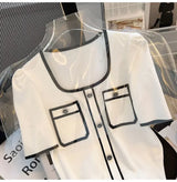 Women Square Neck Knit T-Shirt