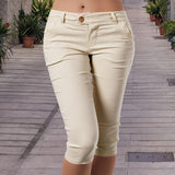 Women Mid Waist Slim Fit Capri Leggings