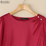 Women Satin Office Short Sleeve Blouse