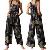 FloraLoom™ – Floral Cotton Linen Jumpsuit (Natural, Breezy & Soft-Touch)
