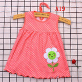 GJCUTE newborn cotton flower sleeveless dress for baby girls, summer floral design, suitable for ages 0-24 months.
