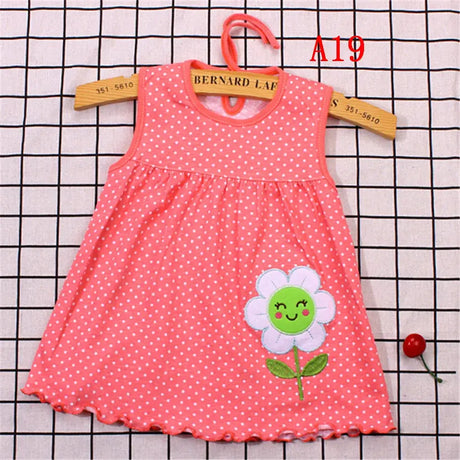 GJCUTE newborn cotton flower sleeveless dress for baby girls, summer floral design, suitable for ages 0-24 months.