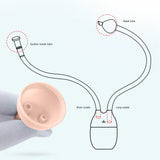 Diagram of Baby Nose Cleaner Sucker Tool showing nasal tube and nozzles, designed for safe suction for infants.
